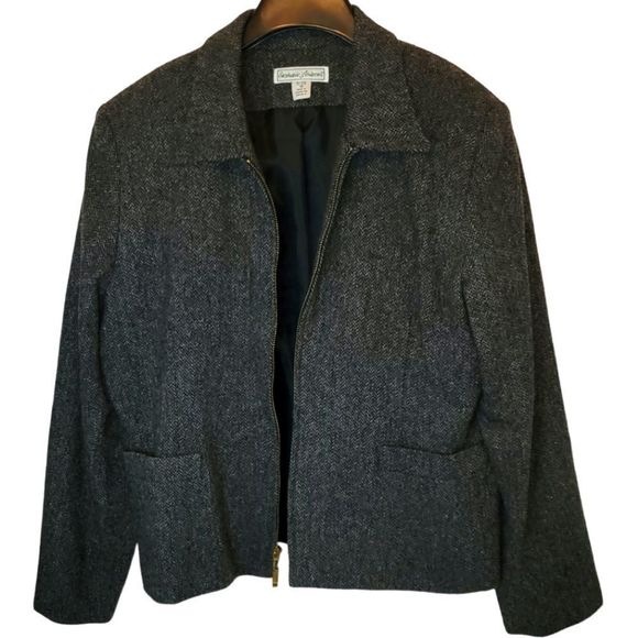Stephanie Andrews Women's Gray Wool Blend Blazer Jacket Size 12 - Picture 1 of 4